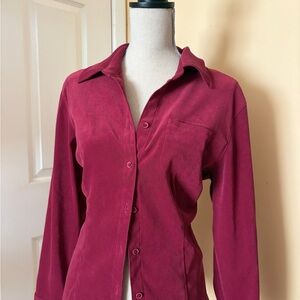 Jessica Maroon Long Sleeve Fitted Button Down Shirt